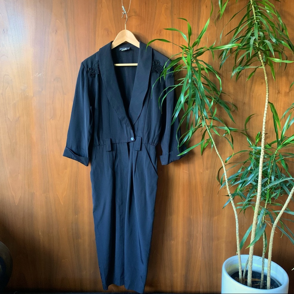 Vintage Black Midi 80’s Dress
